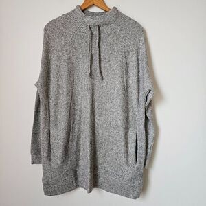 EUC CB SUNDAY GREY RIBBED LONG MOCKNECK SWEATER TOP SIZE XL